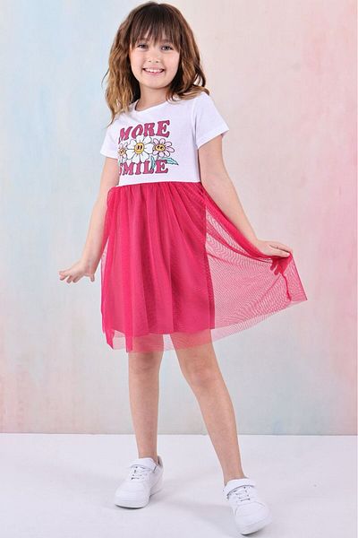 LUNA FSH Smile Printed Tulle Girl's Dress