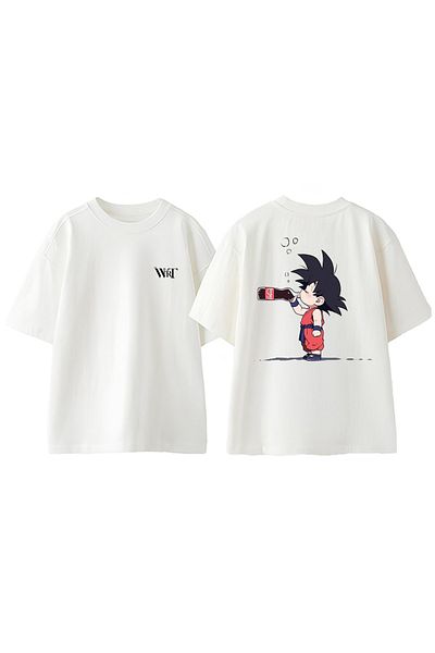 THEWERT Μπλουζάκι Goku Dragon Ball Z με στάμπα από βαμβακερό λευκό oversize