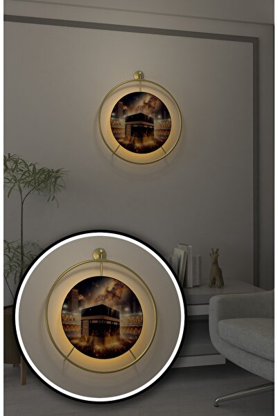 Wallover Design Özel Tasarım İSLAMİ KABE Temalı UV KALİTE Kablosuz Ledli Çeli...