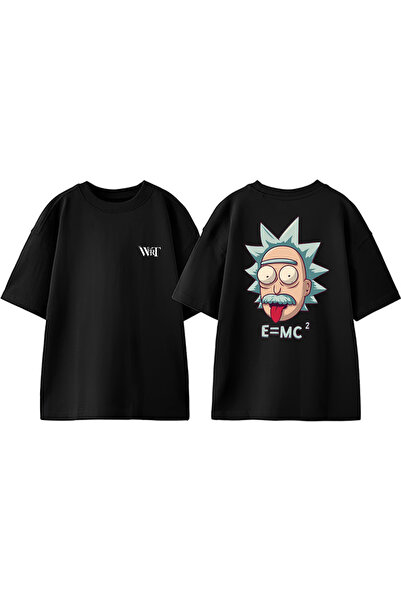 THEWERT E=MC2 Einstein dizajn rukavac Štampano Pamuk crna Oversize kroj T-shirt