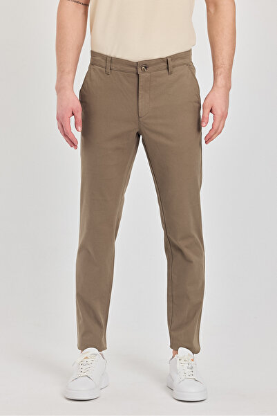 Frappoli Milano Men's Mink Cotton Lycra Slim Fit Trousers