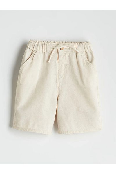 LC Waikiki LCW Kids Ecru Boy's λινό σορτς με ελαστική μέση και τσέπες