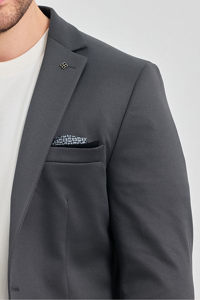 Frappoli Ανδρικό μπουφάν Ferico από γκρι ύφασμα Polyviscon Slim Fit Blazer