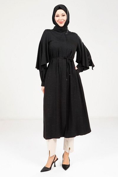 Beyza Μανίκι με σχισμή μαύρο χρώμα Wear Out 9196
