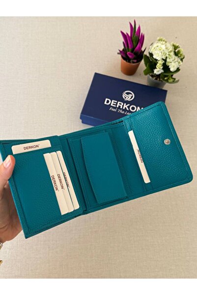 DERKON Portofel din piele naturală cu mini-bucătă de monede