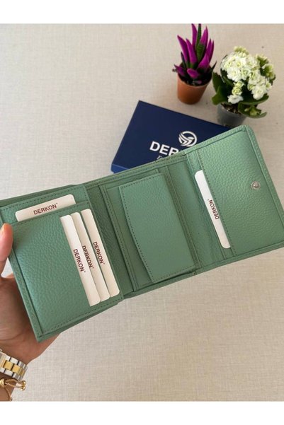 DERKON Mini Bozuk Para Hazneli Hakiki Deri Cüzdan