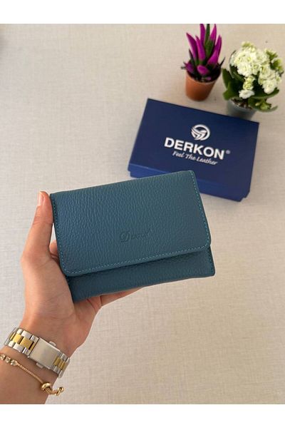 DERKON Genuine Leather Wallet with Mini Coin Compartment