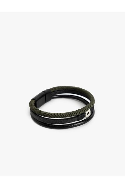 Koton 3 Row Faux Leather Bracelet with Buckle Detail