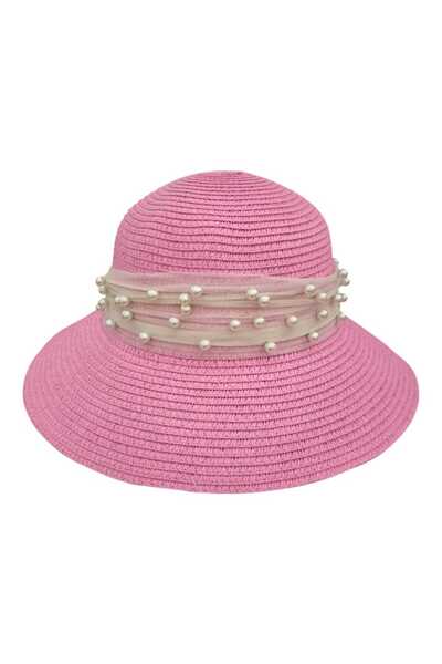 Aware Time Ženski slamnati fedora šešir sa biserima