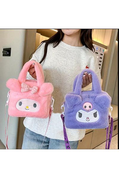 UYGUN ELEKTRONİK Kuromi Sanrio Handbag, Women's Makeup Bag Plush Bag