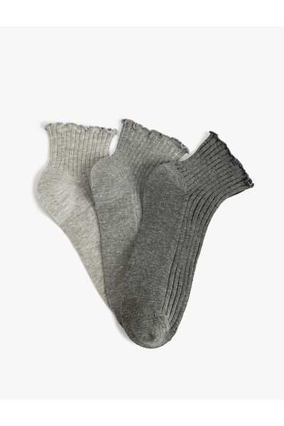 Koton Set of 3 Booties Socks with Multicolored Ruffle Detail