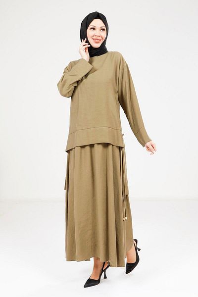 Beyza Σετ Hijab Green Tunic Φούστα 9192