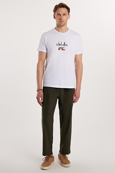 Tudors Чоловічі штани Regular Fit з подвійними складками, еластичним поясом, зручним кроєм і широкими штанинами, кольору хакі