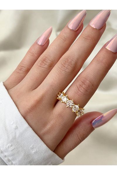 Eylülün Takısı Women's Gold Color Half Lap Solitaire Ring