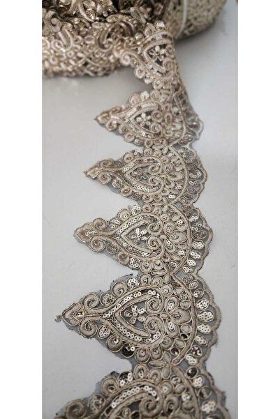 BERKE TUHAFIYE AKSESUAR 10 Metre Genişlik 15 cm Payet İşlemeli Fransız Güpür ...