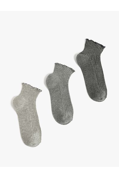Koton Set of 3 Booties Socks with Multicolored Ruffle Detail