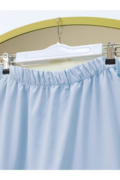 Modamorfo Fusta cu talie elastica - Baby Blue cu detaliu
