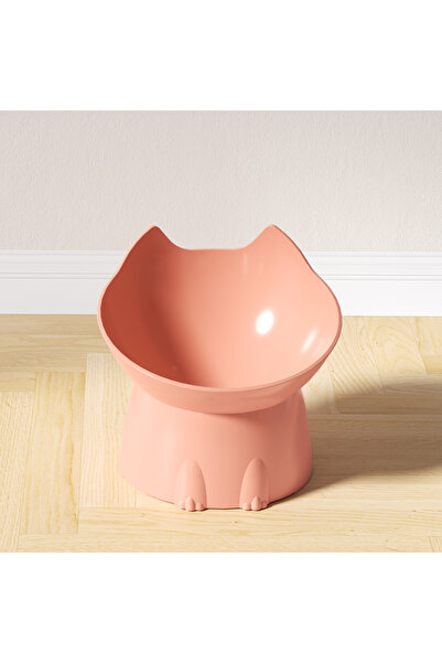 Choice وعاء طعام مرتفع للقطط من ويسكر وير، قطعة واحدة وردية اللون، مصنوع من البلاستيك المقاوم للانقلاب، مع حافة مائلة، مناسب للحيوانات الأليفة، N