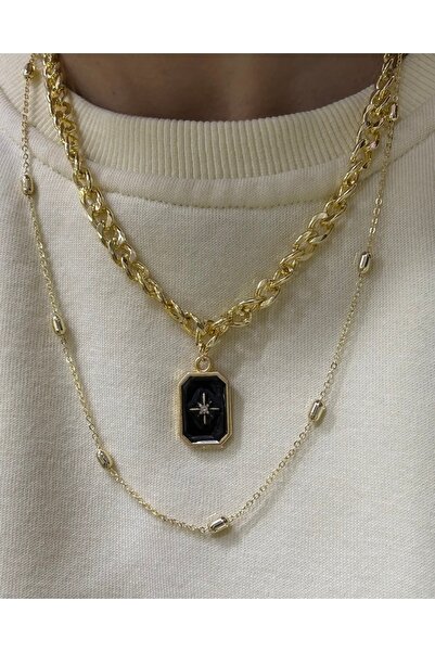 Lala 2 قطعة قلادة نجمة الشمال السوداء