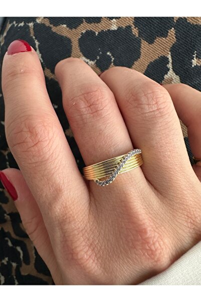 ringbox Çift Renkli Dalga Detaylı Yüzük