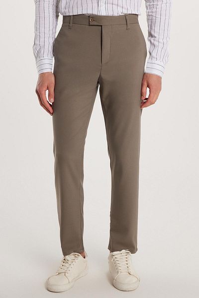 Tudors Men's Flexible Side Pocket Ankle Length Canvas Cut Light Khaki Trousers