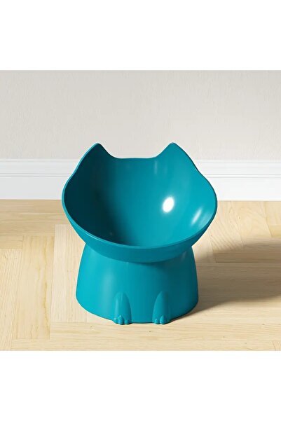 Choice وعاء طعام مرتفع للقطط من ويسكر وير، قطعة واحدة باللون الأزرق، مصنوع من البلاستيك المقاوم للانقلاب، مع حافة مائلة، N