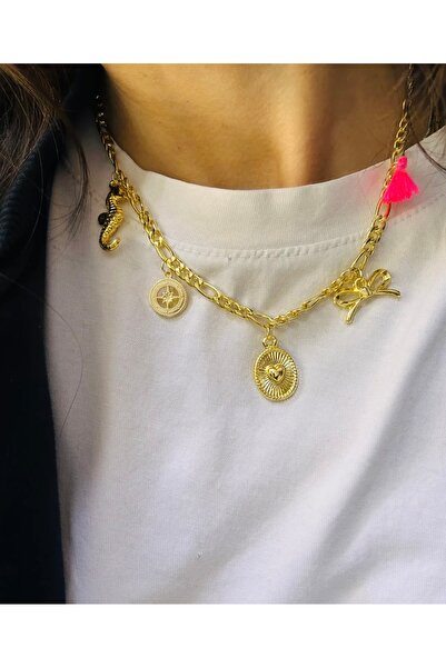 Lala Pink Detail Bow Charm Necklace