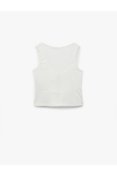 Koton Tie Detailed Wrapped Sleeveless Crew Neck Blouse