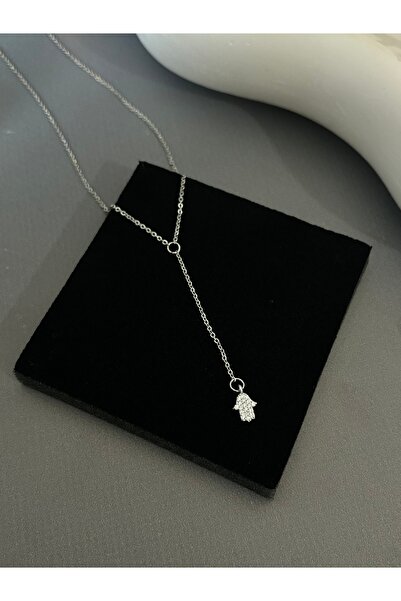 acc swen سلسلة يد فاطمة الأم قلادة منخفضة القطع مرصعة بالأحجار وقلادة من الفولاذ