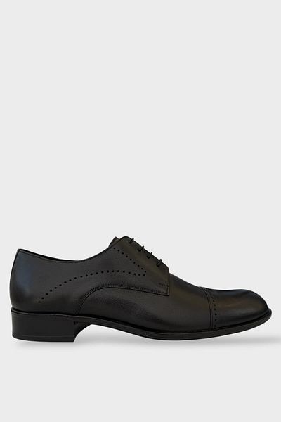 Liger Men's Lace-Up Genuine Leather Shoes Black