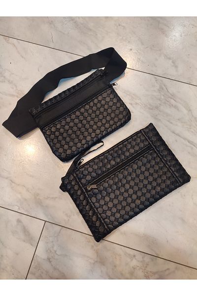 JANJAN 3-Eye Hand Bag and Elastic Waist Bag (Set of 2)