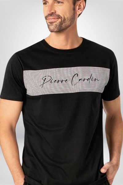 Pierre Cardin Men's Black Short Sleeve Printed Home Wear Double Suit C.10.25.P.I60.I80.D18
