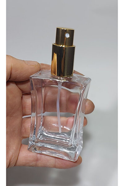 wellLine (1 ADET) Cam Yeniden Doldurulabilir Sprey Kolonya Parfüm Şişesi 50 ml - Boş Şişe Gold Kapaklı