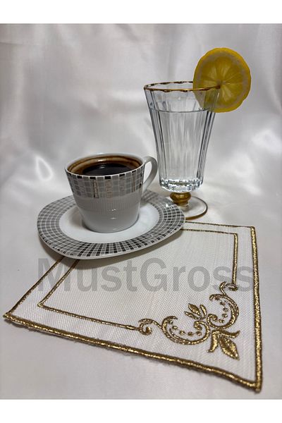 Mustgross 6 Κεντημένες χαρτοπετσέτες παρουσίασης σε χρώμα καφέ - υφασμάτινη χαρτοπετσέτα παρουσίασης, χαρτοπετσέτα κοκτέιλ