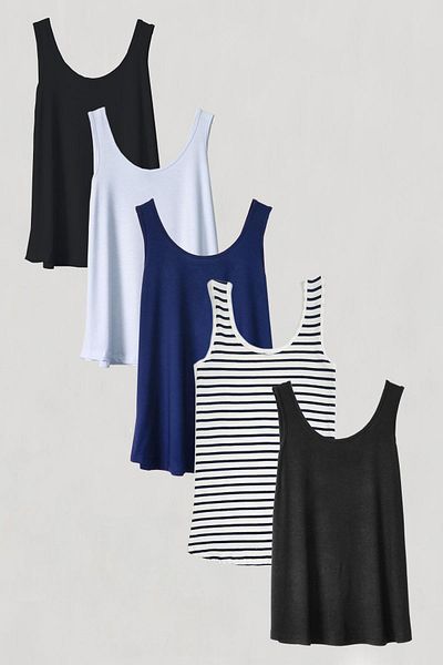COTENCONCEPT Tricou pentru atlet cu bretele groase din bumbac, 5 bucăți