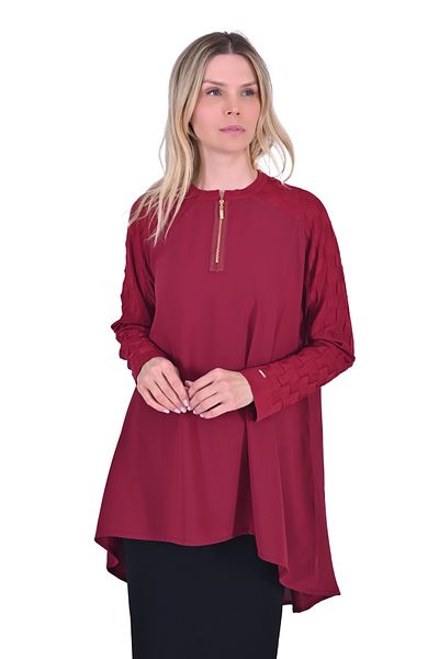 Invee Invee 6143 Knitwear/Fabric Tunic - Claret Red