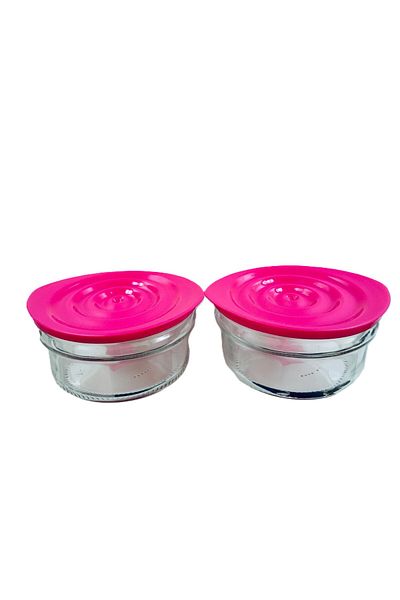 Renga 2' Li Spiral Glass Storage Container 415 ml & Pink-Bpa Free