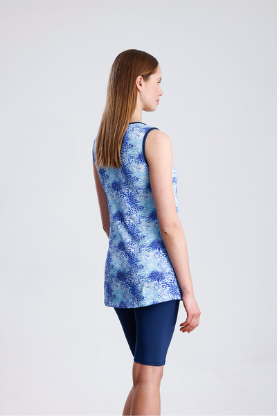 medipek Likralı Sıfır Kol Yarı Kapalı Tesettür Mayo