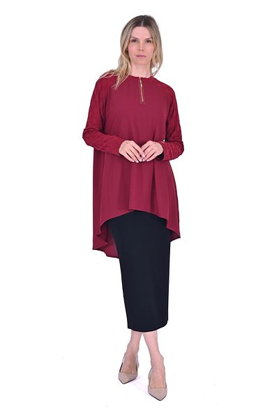 Invee Invee 6143 Knitwear/Fabric Tunic - Claret Red
