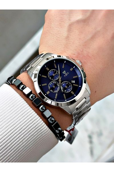 Fiesta Silver Color Functions Active Elite Steel Men Wristwatch + Bracelet