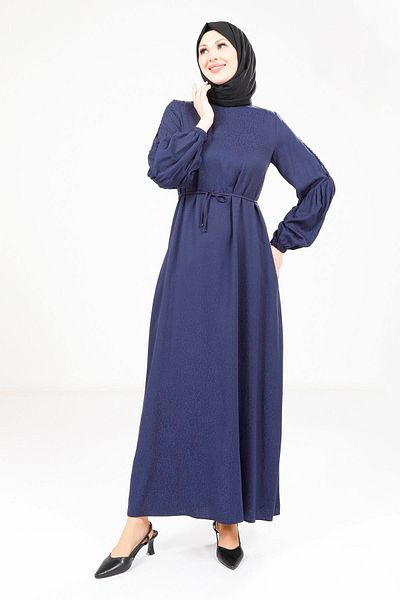 Beyza Navy Blue Knitted Dress 9355