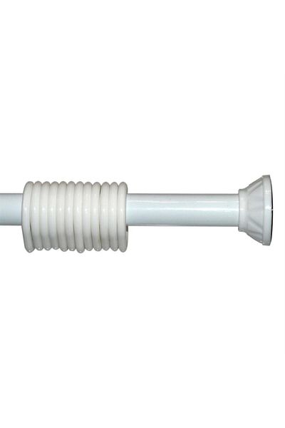 Zethome Σωλήνας κουρτινών μπάνιου 160cm-260cm Λευκός σωλήνας κουρτινών μπάνιου Μεταλλικός ιμάντας κουρτινών