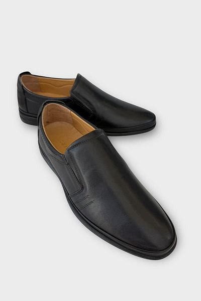 Liger Ανδρικά παπούτσια από γνήσιο δέρμα Comfort Orthopedic Comfort χωρίς κορδόνια ΜΑΥΡΟ