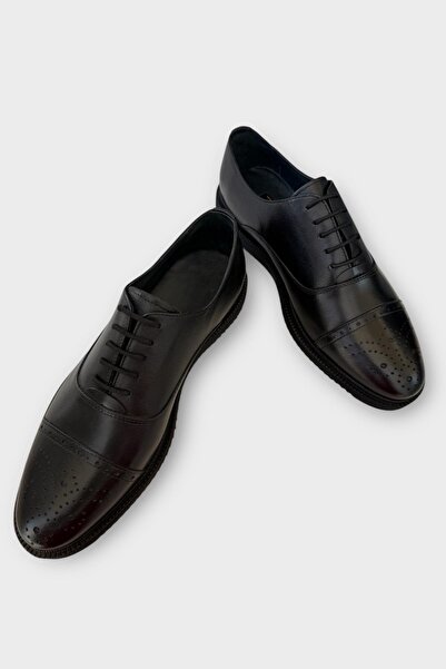 Liger Чоловічі класичні шкіряні черевики з шнурівкою ЧОРНІ