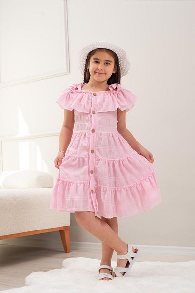 Seltay Girl's Summer Off-The-Shoulder Flounce Dress and Hat Set (Ages 2-5)