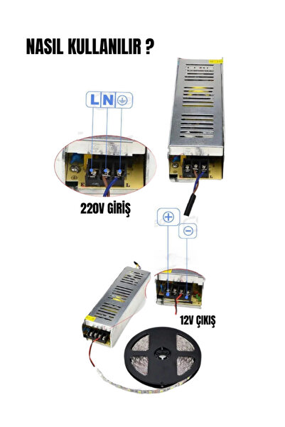 CFR AYDINLATMA 300 Watt 25 Amper Ultra Slim Şerit Led Trafosu Sessiz Metal Kasa 12v