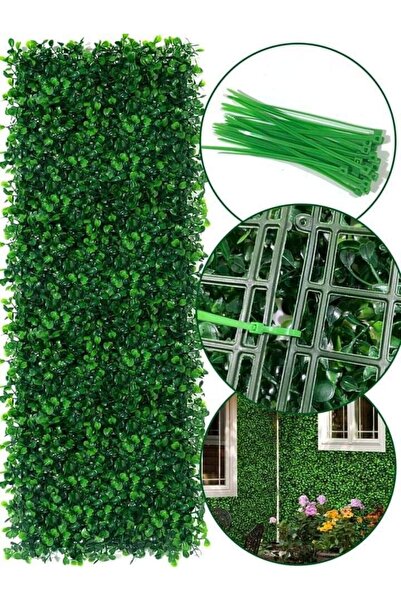 BYSHOPPİNG A Kalite Yapay Çiçek Duvar Kaplama Panel Şimşir Tabaka 40x60 Cm Yeşil Dikey Bahçe