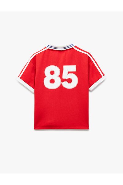 Koton Printed Color Block Short Sleeve Polo Neck T-Shirt