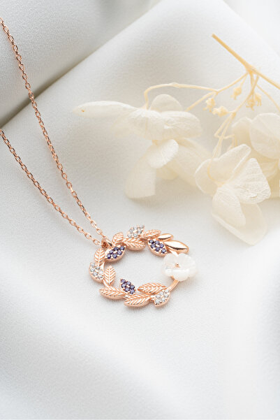 Silvano Jewelry 925 Ayar Gümüş Sedefli Çiçek Kolye