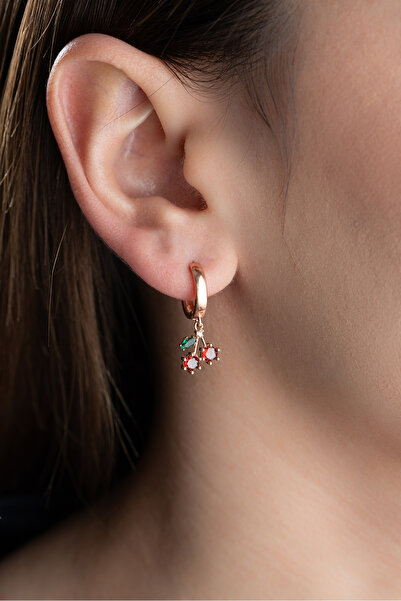 Silvano Jewelry 925 Ayar Gümüş Rose Kiraz Küpe